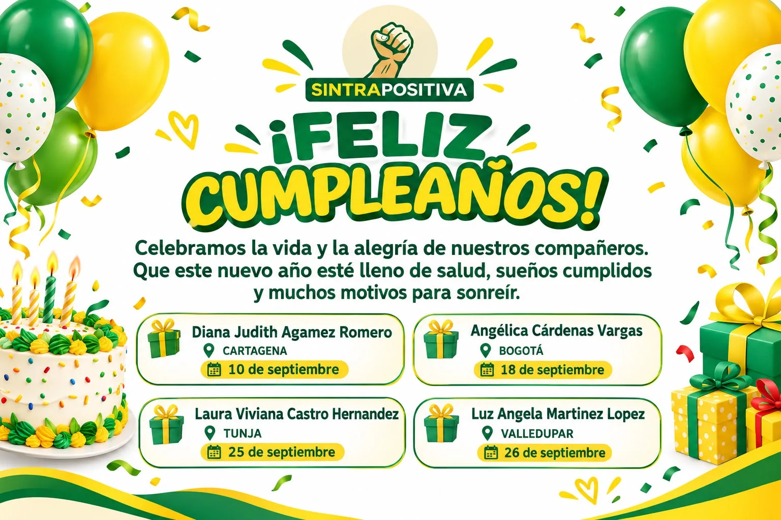 Cumpleañeros SINTRAPOSITIVA - Septiembre